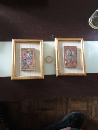 Set de 2 Cuadros Pequeños con Motivos Florales
