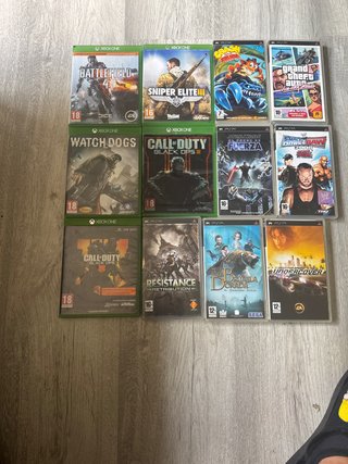 Lote 12 Juegos Xbox One y PSP mad un dvd
