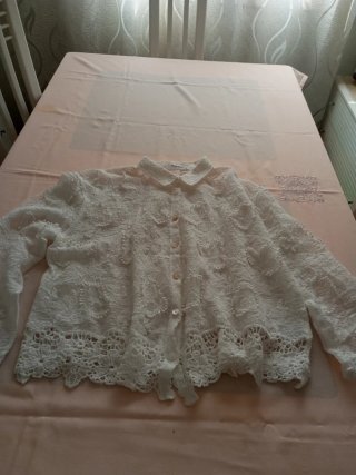 Blusa Blanca de Encaje Talla L