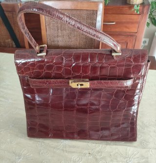 Bolso de mano vintage de piel marrón (Corte inglés