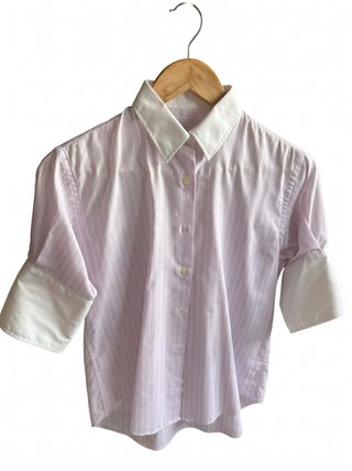 Camisa Artesanal Lila y Blanca