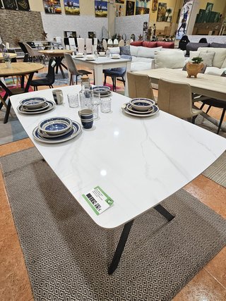 Mesa de Cristal Templado Efecto Mármol