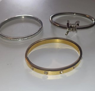 Lote de 3 pulseras de acero inoxidable