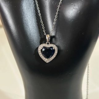 Colgante Corazón Azul y Plateado