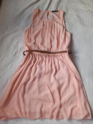 Vestido Rosa Palo con Cinturón Talla 40