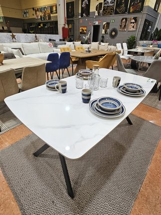 Mesa de Cristal Templado Efecto Mármol