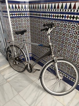 Bicicleta de paseo plateada para personas altas