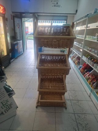 Estantería de Mimbre con 4 Cestas