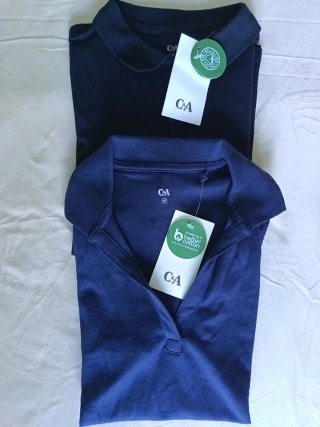 2 Polos Manga Corta Mujer C&A Azul Talla M