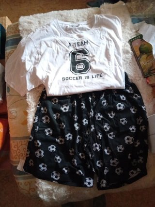 Pijama de Verano con Estampado de Fútbol