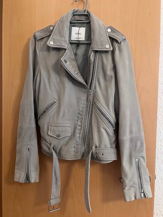 Chaqueta de piel Mango gris Talla S