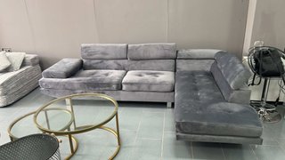Sofá Rinconera de Terciopelo Gris