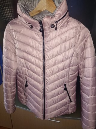 Cazadora reversible, acolchada rosa y gris