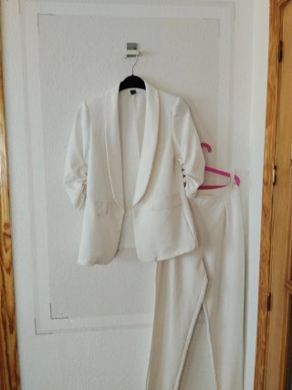 Traje de chaqueta blanco, talla S (36)