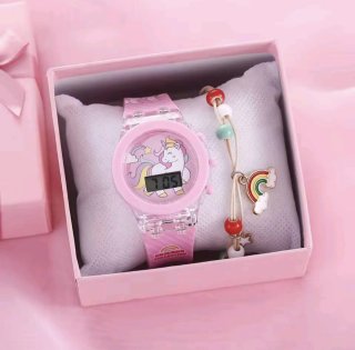 Conjunto de Reloj y Pulsera Unicornio