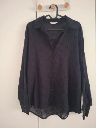 Camisa Negra Semitransparente Stradivarius Talla