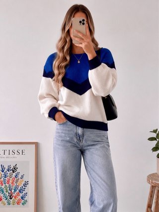 Jersey de punto Fórmula Joven Talla L azul blanco