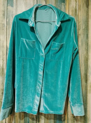 Camisa de Terciopelo Turquesa