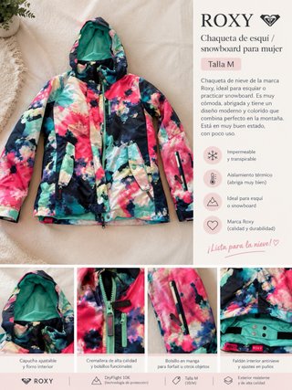 Chaqueta de Nieve Roxy Mujer Talla M