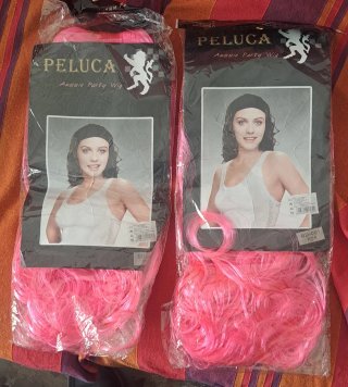 2 Pelucas Rosa para Carnaval y Fiestas