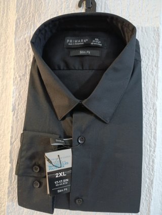 Camisa Negra Primark Slim Fit Talla XXL