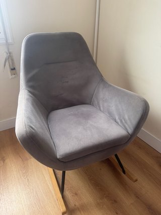 Silla Mecedora de Terciopelo Gris