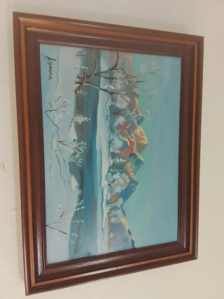 Cuadro Paisaje Invernal con Marco de Madera