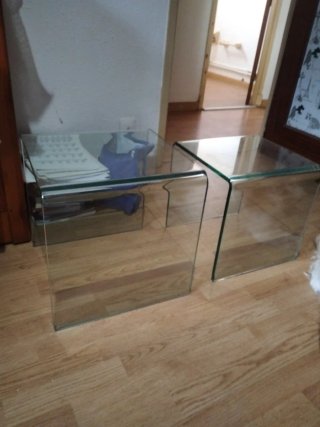 Set de 2 Mesas Auxiliares de Cristal