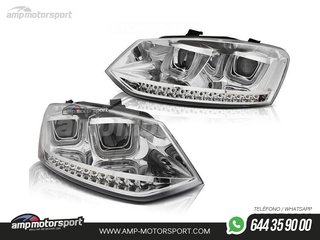 FAROS DELANTEROS LED DTS PARA VOLKSWAGEN POLO 6R CROMO 2009-2014