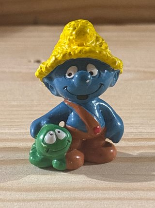 Figura di Puffo Nat con Bruco Schleich Peyo