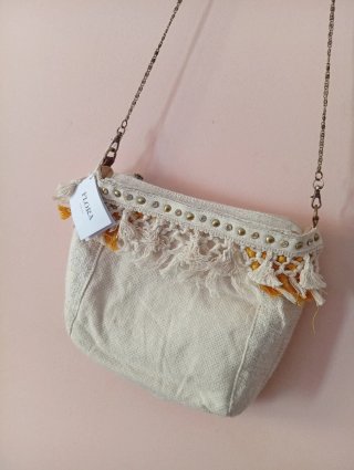 Bolso mediano Flora beige y amarillo