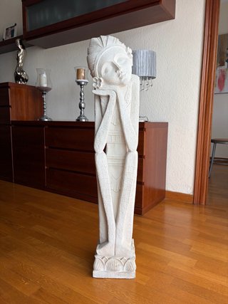 Statua Decorativa Stile Etnico Bianca
