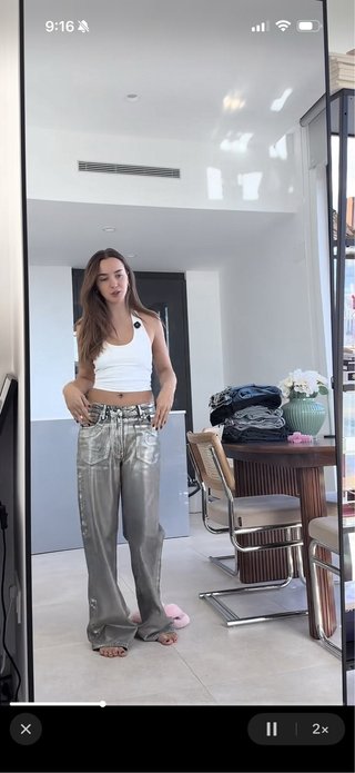 Pantalón Plateado Bershka