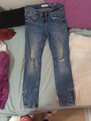 Pantalón Vaquero Zara Azul Talla S