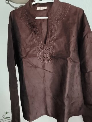 Camisa Manga Larga Marrón Talla L