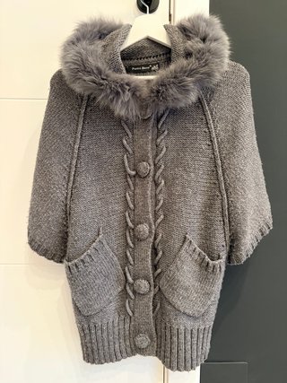Chaqueta de lana gris con pelo Punto Bene