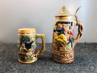 2 Bicchieri di Birra tedeschi con scatola musicale