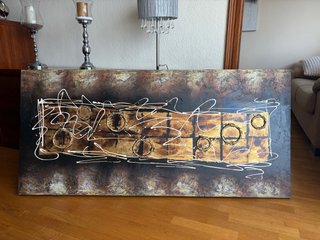 Cuadro abstracto grande 100x50 cm, textura cobre