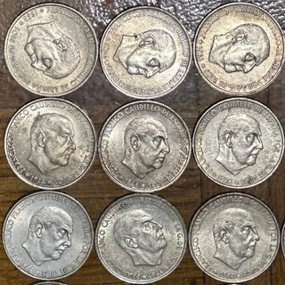 Lote 9 monedas 100 pesetas 1966 plata Franco