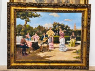 Óleo sobre lienzo cuadro escuela sevillana firmado