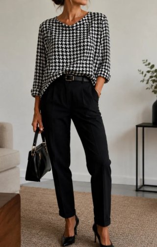 Blusa Zara Estampado Pata de Gallo