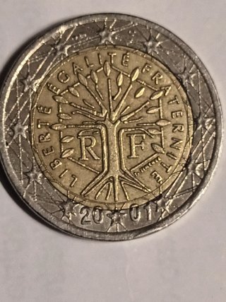 Moneda 2 Euros Francia 2001  errores de acuñacion.