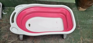 Bañera Plegable para Bebé Rosa y Blanca