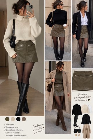 Falda Short Zara Verde Oliva