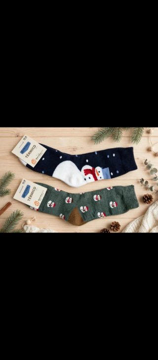 2 Pares de Calcetines Térmicos Navidad