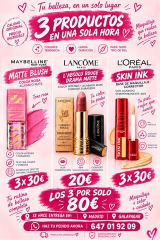 Set 3 Productos Maquillaje Maybelline Lancôme L'Or
