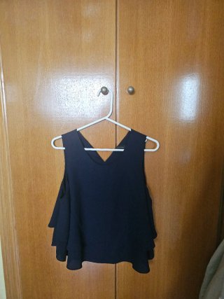 Blusa Top Azul Marino Zara Basic Talla S