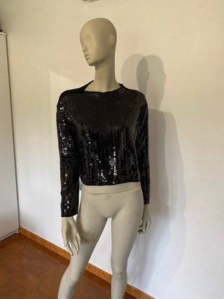 Jersey de lentejuelas negro Zara