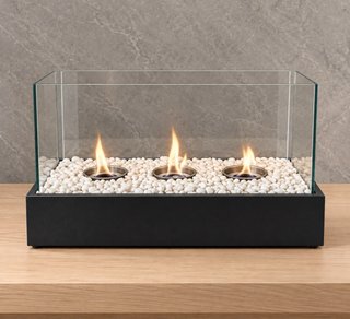 Chimenea de Sobremesa con Piedras Decorativas