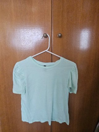 Camiseta H&M Menta Mangas Abullonadas Talla S